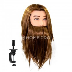 Cabeza de muñeco de peluquería con barba - Marrón