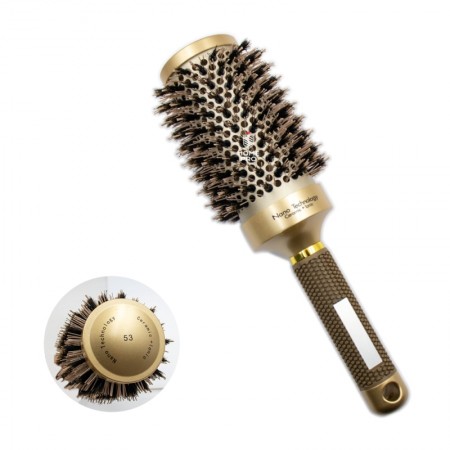 Cepillo iónico de cerámica térmica con cerdas de jabalí para salones de belleza, cepillo r