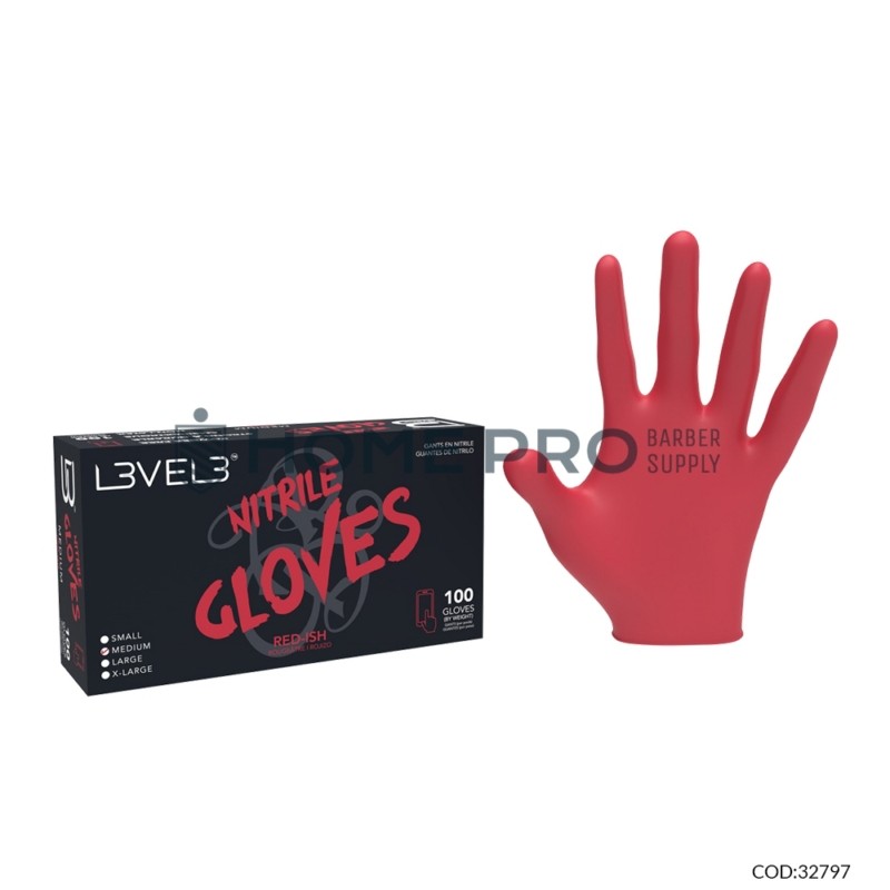 L3vel 3 nitrile luvas red tamanho xlg