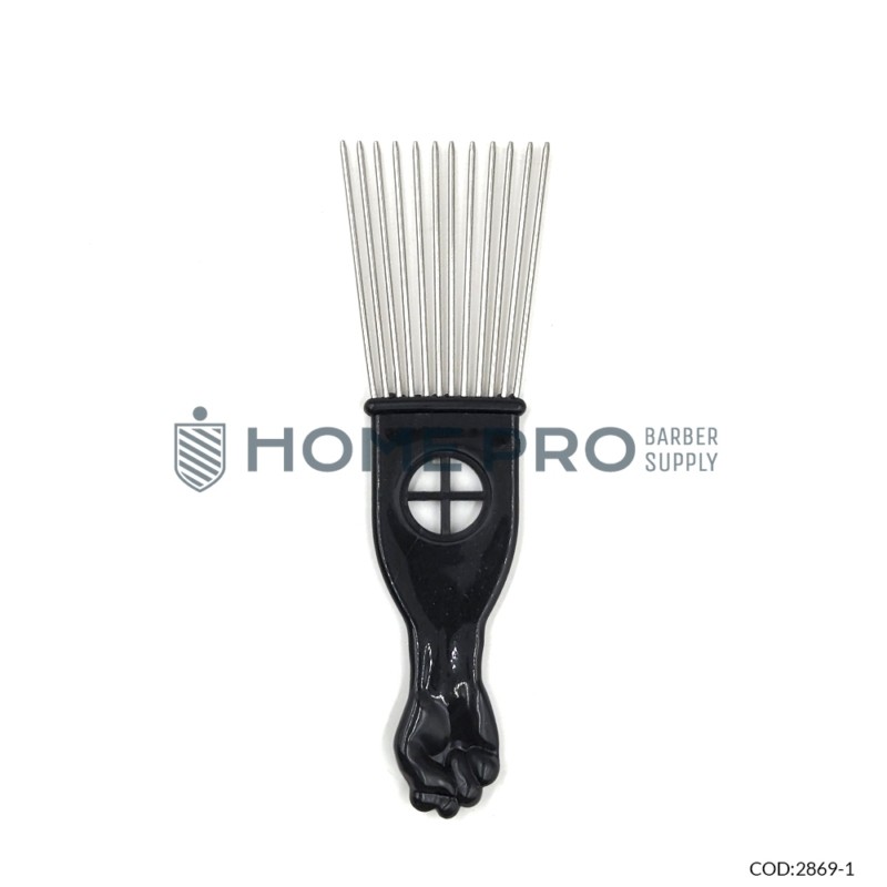 Pente afro metal negro cod 6335