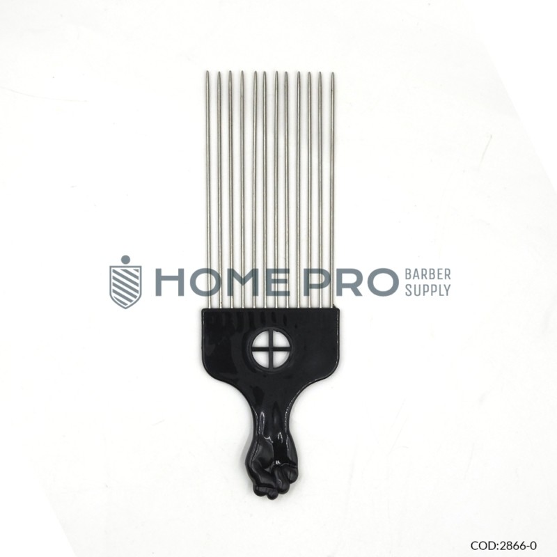 Pente afro metal preto cod 6336