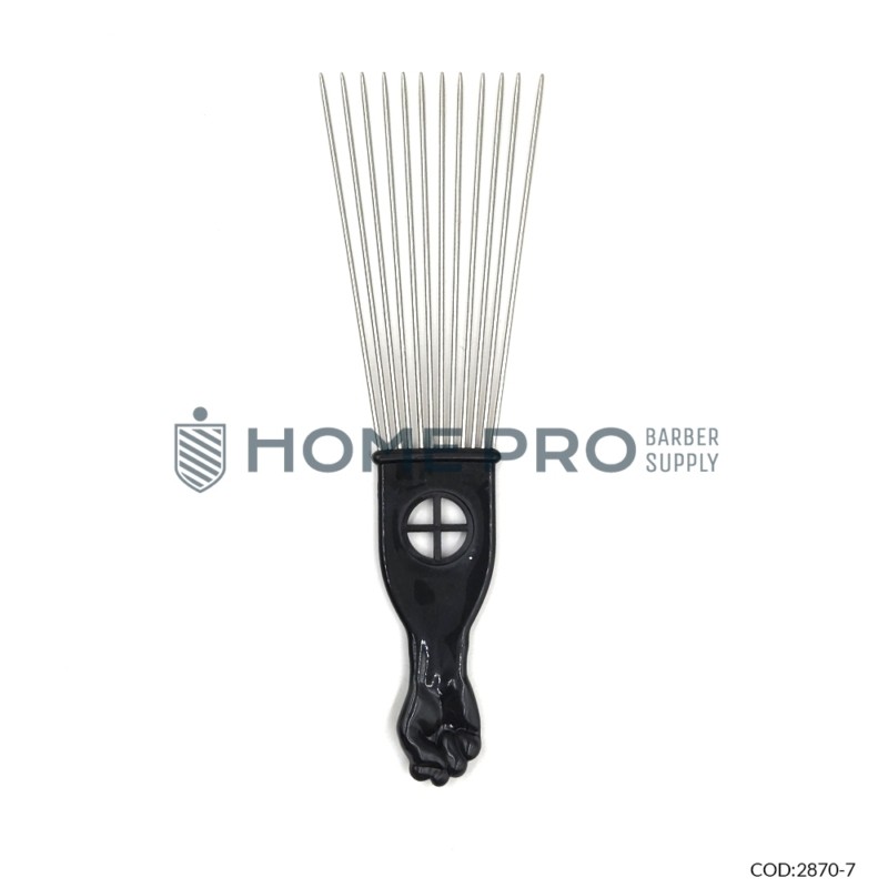 Pente afro metal preto cod 6339