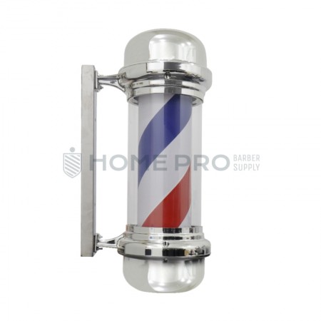 Barber pole iluminado plateado giratorio sin esfera de 60cm 110v