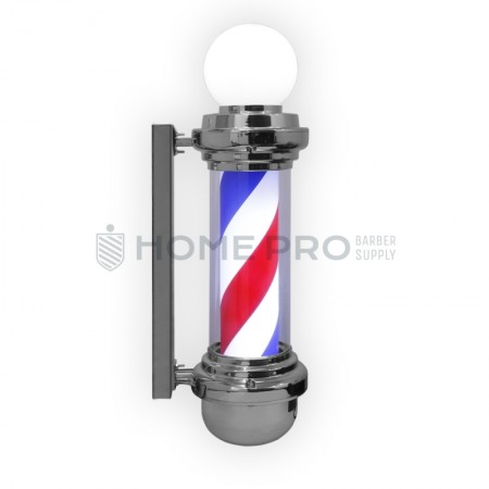 Barber pole con esfera iluminado giratorio plateado de 68cm 110v