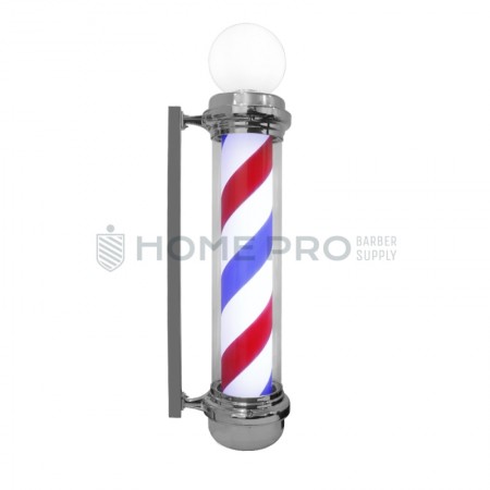 Barber pole con esfera iluminada, giratorio plateado de 110cm 110v