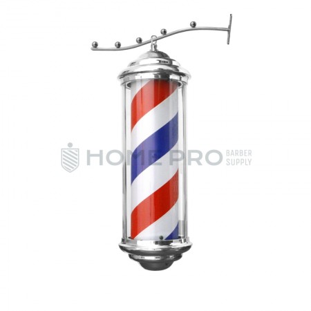 Barber pole plateado iluminado giratorio colgante 45 cm 110v