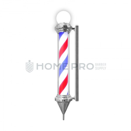 Barber pole plateado con esfera giratorio iluminado 110cm 220v