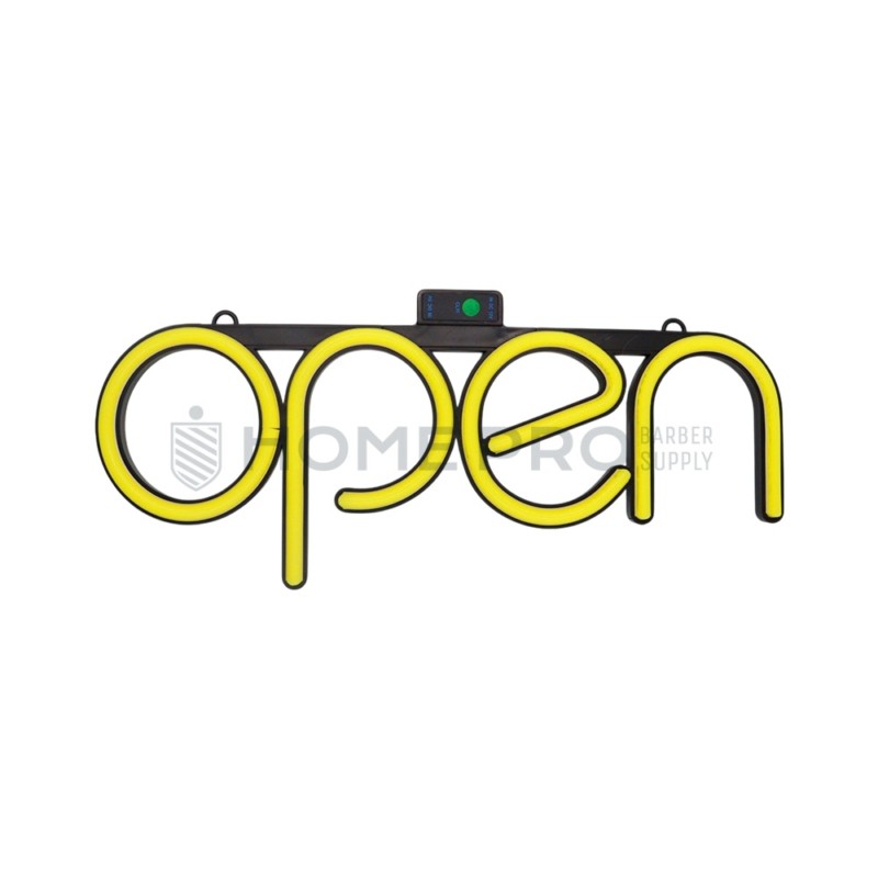 Cartaz led estilo neón open Amarelo 40cm x 15cm