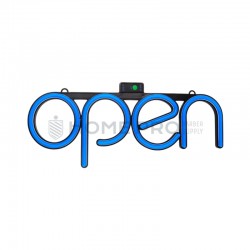 Cartaz led estilo neón open Azul 40cm x 15cm