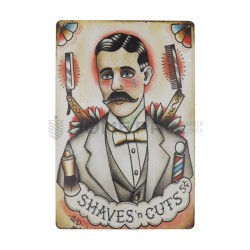 PLACA DECORATIVA VINTAGE DE BARBERIA 20CM X 30CM