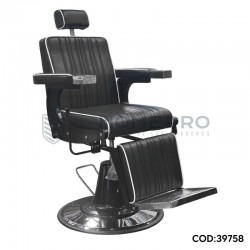 Cadeira de Barbeiro LM PRO: Elegância Clássica em Preto e Cromo